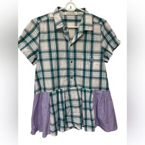 Material Plaid Shirt with Purple Accents